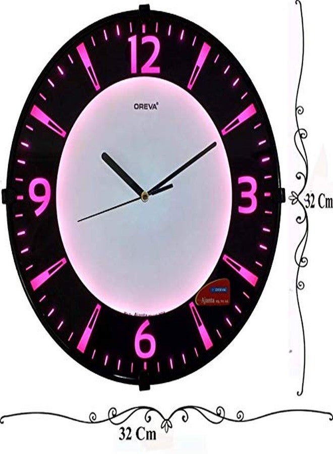 Oreva Back Light Round Plastic Analog Wall Clock (32 cm x 32 cm x 4 cm, Pink LED, AQ 1667) - Image 2