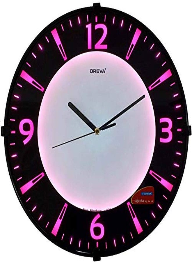 Oreva Back Light Round Plastic Analog Wall Clock (32 cm x 32 cm x 4 cm, Pink LED, AQ 1667) - Image 1