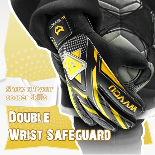 WVVOU Goalkeeper Gloves for Kids Youth, Soccer Goalie Gloves with Double Protection, Anti-Slip Soccer Gloves, Super Grip - Image 4