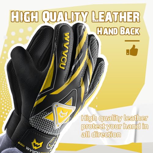 WVVOU Goalkeeper Gloves for Kids Youth, Soccer Goalie Gloves with Double Protection, Anti-Slip Soccer Gloves, Super Grip - Image 2