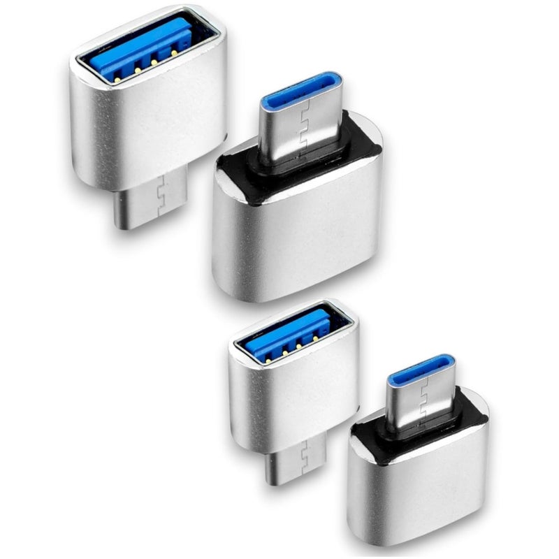 USB-C to USB 3.0 Adapter, OTG Type-C Male to USB Female Converter for Samsung MacBook & All Type-C Device, Silver Metal Connector for Flash Drive Mobile Accessories (4) - Image 1