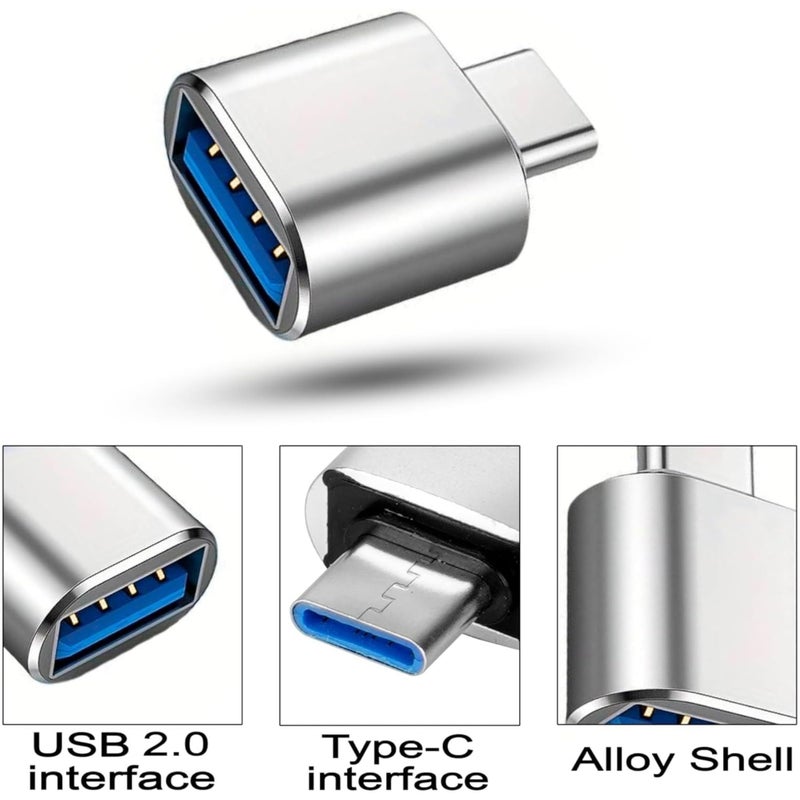 USB-C to USB 3.0 Adapter, OTG Type-C Male to USB Female Converter for Samsung MacBook & All Type-C Device, Silver Metal Connector for Flash Drive Mobile Accessories (4) - Image 3