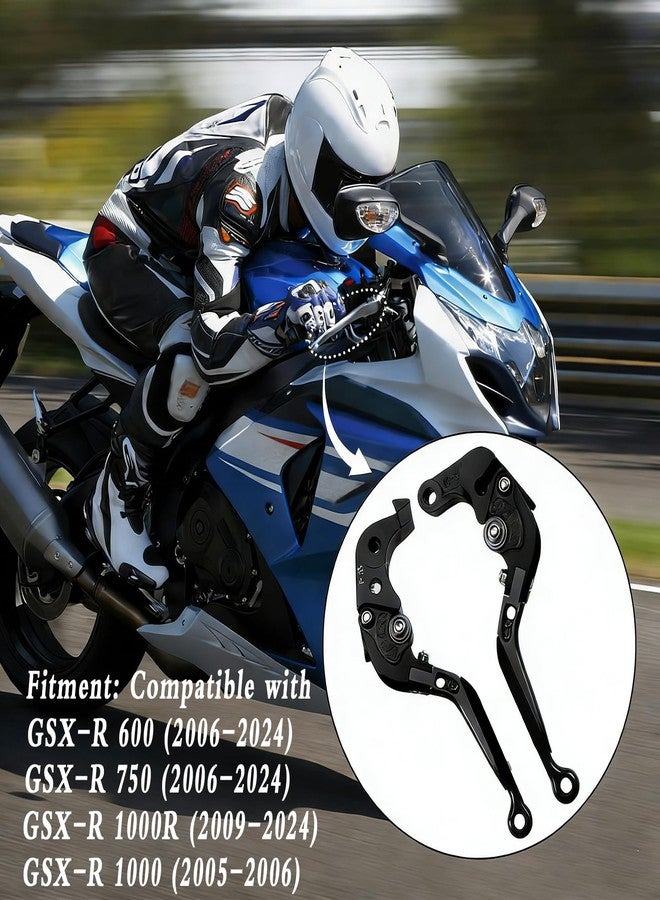 XIDAODIT Motorcycle Folding Extendable Adjustable Clutch Brake Levers for GSXR750 gsxr600 GSX-R K1 K2 K3 K4 K5 K6 K7 K8 K9 K10 (Black) - Image 2
