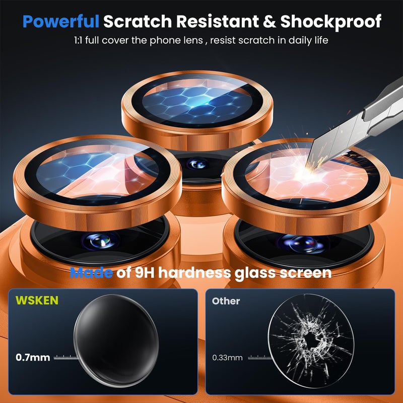 WSKEN for iPhone 17 Pro/iPhone 17 Pro Max Camera Lens Protector - [Original Shooting Mode] Shatterproof Metal HD Tempered Glass Camera Screen Protector Cover Film for iPhone Accessories - Image 4