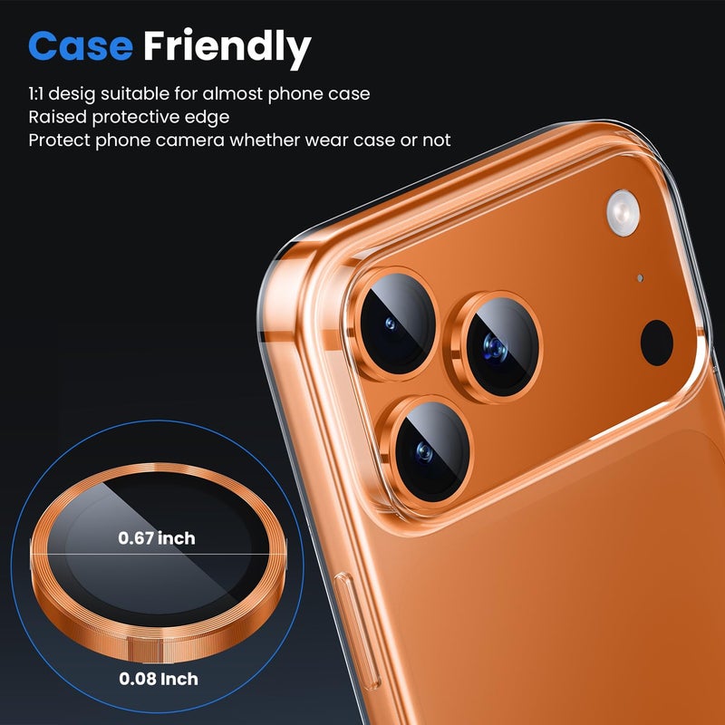 WSKEN for iPhone 17 Pro/iPhone 17 Pro Max Camera Lens Protector - [Original Shooting Mode] Shatterproof Metal HD Tempered Glass Camera Screen Protector Cover Film for iPhone Accessories - Image 3