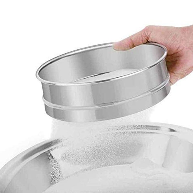 Kuber Industries Kuber Industries Stainless Steel Flour SieveSifter Set of 2 Silver Standard 21 x 21 x 6 Centimeters  - Image 5