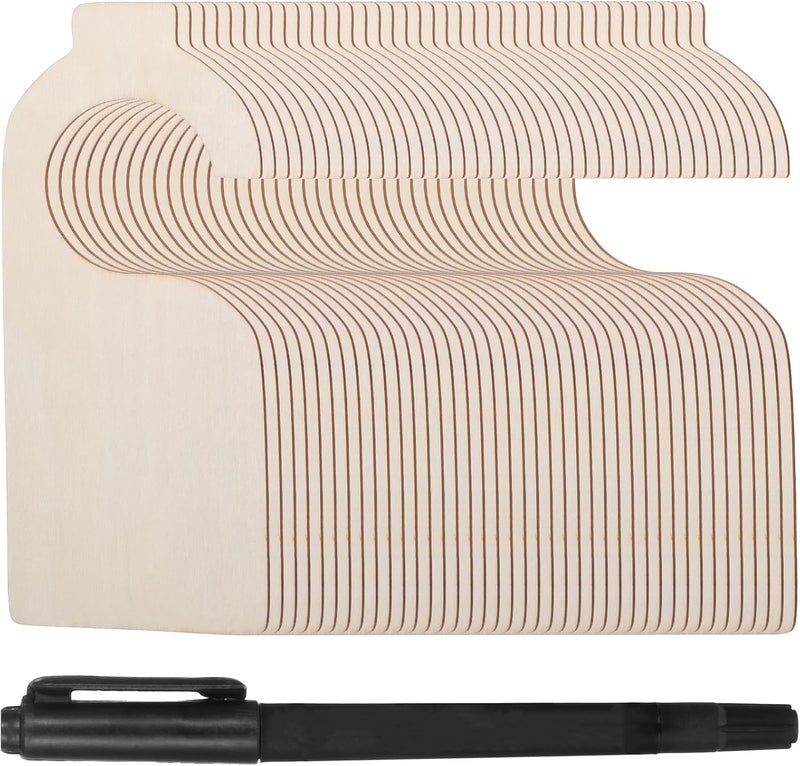 LLOUSSAK 30 قطعة فواصل خزانة فارغة خشبية مقاس فواصل الخزانة منظمين فارغين فواصل شماعات للخزائن المعلقة مع قلم ماركر للمنزل ورياض الأطفال والملابس - Image 1