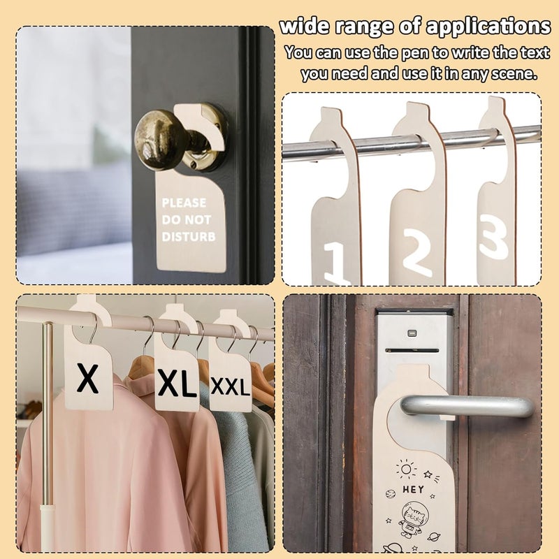 LLOUSSAK 30 قطعة فواصل خزانة فارغة خشبية مقاس فواصل الخزانة منظمين فارغين فواصل شماعات للخزائن المعلقة مع قلم ماركر للمنزل ورياض الأطفال والملابس - Image 4