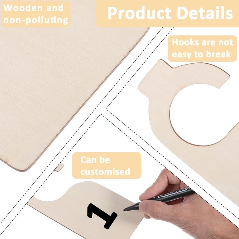 LLOUSSAK 30 قطعة فواصل خزانة فارغة خشبية مقاس فواصل الخزانة منظمين فارغين فواصل شماعات للخزائن المعلقة مع قلم ماركر للمنزل ورياض الأطفال والملابس - Image 5