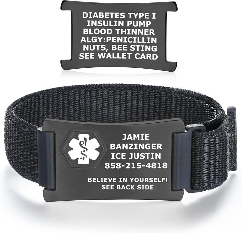 Divoti Custom Engraved Medical Alert ID Bracelet – Dual-Sided Wristband, Stainless Steel – Durable & Rust Free – Adjustable & Trim-to-Fit – Emergency Medical Info Band for Men & Women - Image 1