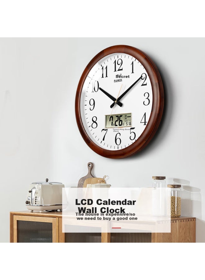 Power Solid Wood Wall Clock, Living Room Timepiece, Simple Hanging Clock, Perpetual Calendar Quartz Clock, 43cm, 13006 - Image 2