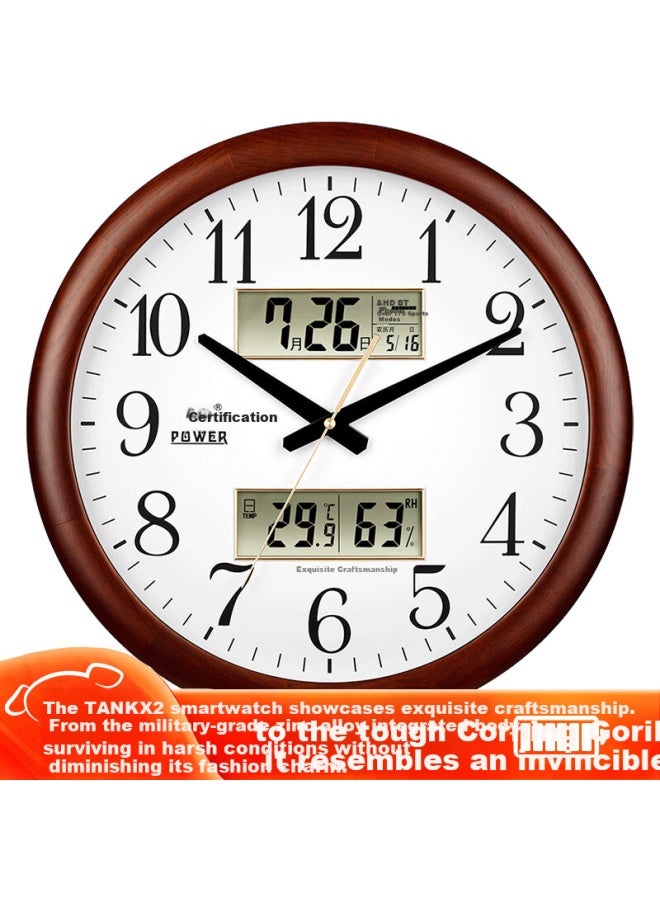 Power Solid Wood Wall Clock, Living Room Timepiece, Simple Hanging Clock, Perpetual Calendar Quartz Clock, 43cm, 13006 - Image 1