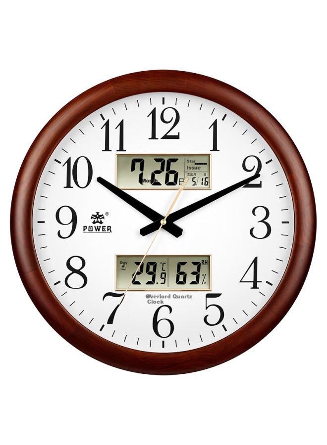 Power Solid Wood Wall Clock, Living Room Timepiece, Simple Hanging Clock, Perpetual Calendar Quartz Clock, 43cm, 13006 - Image 4
