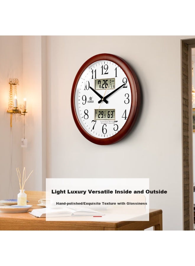 Power Solid Wood Wall Clock, Living Room Timepiece, Simple Hanging Clock, Perpetual Calendar Quartz Clock, 43cm, 13006 - Image 3