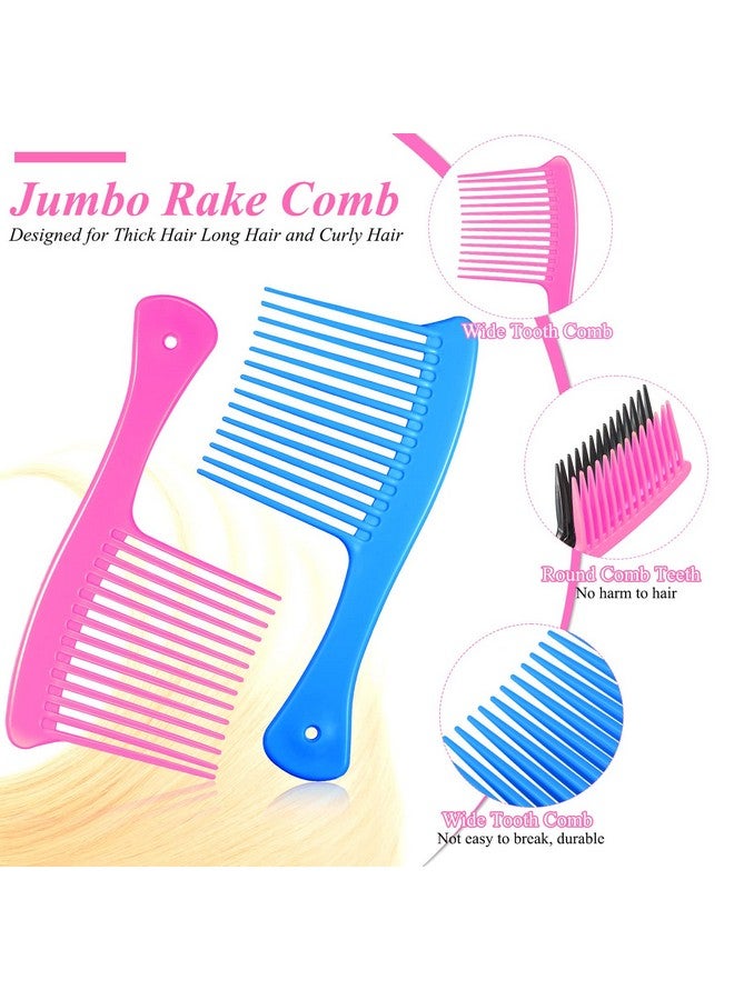 4 Pieces Wide Tooth Combs Detangling Comb Big Comb Jumbo Rake Comb Wide Tooth Comb For For Thick Long Hair And Curly Hair Mixed Colors