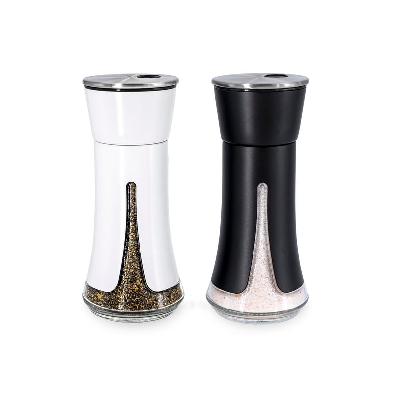 Aelga Farmhouse Salt and Pepper Shakers - Salt Shaker with Adjustable Pour Holes for Himalayan, Kosher, Black and White - Image 1