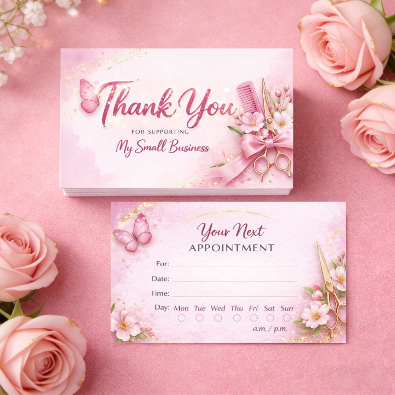 48pcs Floral Thank You Cards For Beauty Salon Appointment Customer Info Recording - Image 1