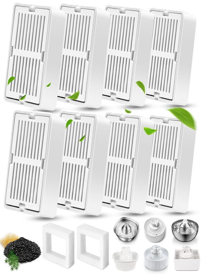 Petilog فلاتر نافورة مياه القطط من بيتيلوج، 8 فلاتر كربون و2 فلتر إسفنجي مع حوامل، فلاتر نافورة مياه الحيوانات الأليفة - Image 1