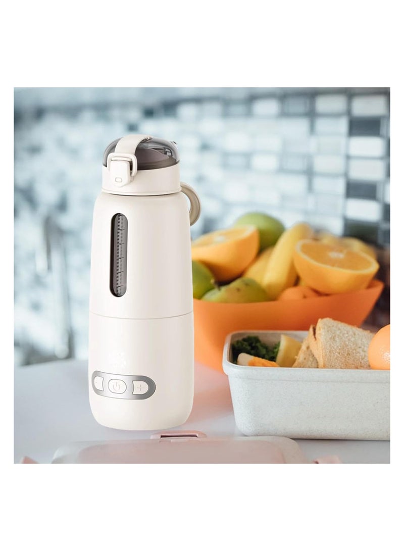 عام زجاجة ماء كهربائية محمولة لتسخين الحليب زجاجة ماء محمولة قابلة لإعادة الشحن، زجاجة ماء محمولة قابلة للشحن، بيج 300 مل - Image 4