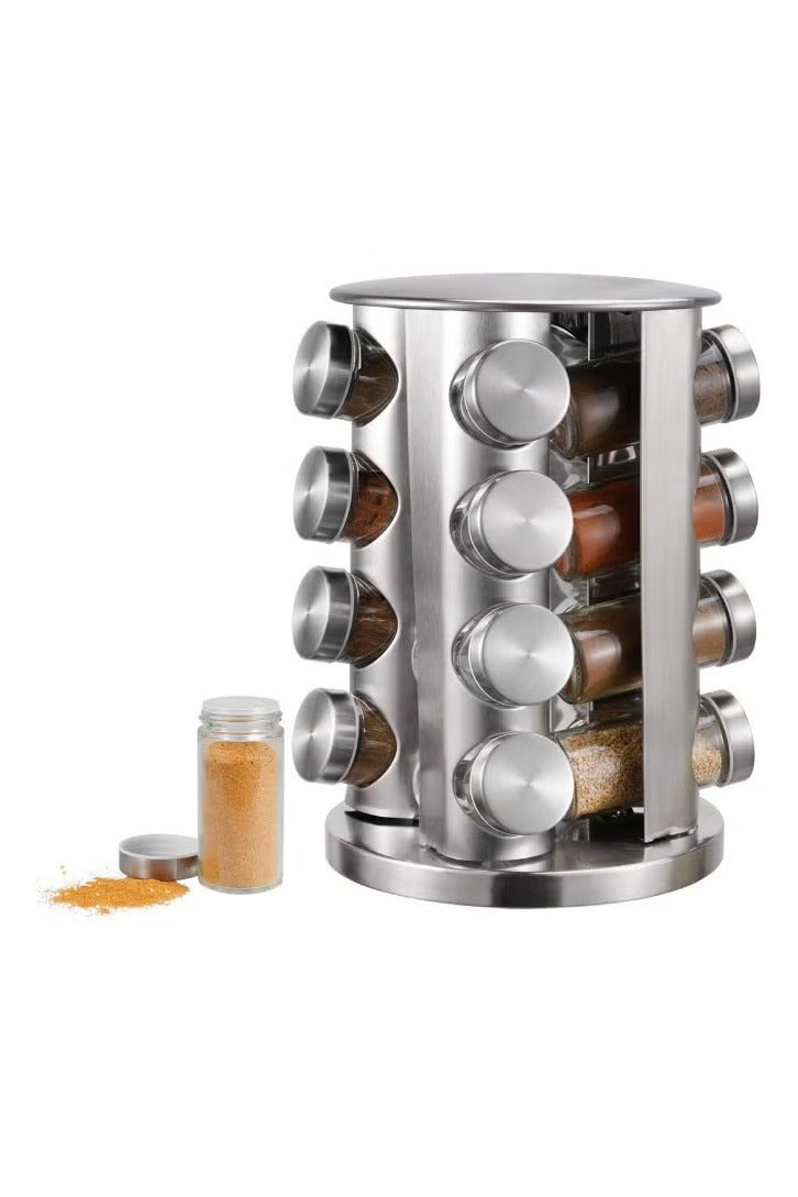 ALMUFARREJ 16-Piece Spice Sprinkler Bottle Set Silver/Clear 35 x 25 x 25cm