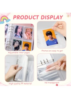 SYOSI Photocard Binder Kpop Photocard Holder Book Sleeves Photocard Korean Stickers, A5 Binder Photocard Album 6 Ring Photocard Binder Card Protectors Pages 200 Cards Darkorchid Colorful  - Image 3