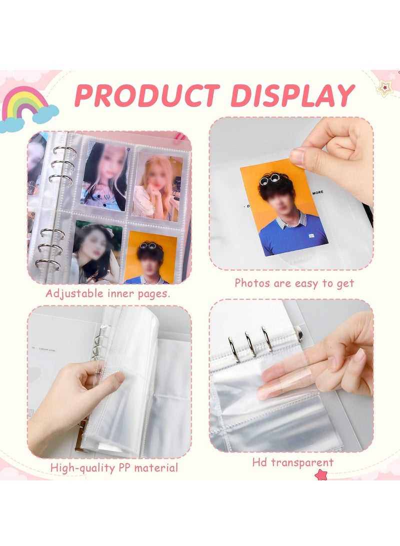 SYOSI حافظة صور كيبوب، كتاب حامل صور، أكمام صور كورية، حافظة صور بحجم A5، ألبوم صور بساعة 6 حلقات، واقيات بطاقات صور، صفحات لـ 200 بطاقة، لون أرجواني داكن ملون - Image 3