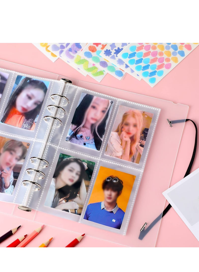 SYOSI حافظة صور كيبوب، كتاب حامل صور، أكمام صور كورية، حافظة صور بحجم A5، ألبوم صور بساعة 6 حلقات، واقيات بطاقات صور، صفحات لـ 200 بطاقة، لون أرجواني داكن ملون - Image 4