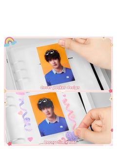 SYOSI Photocard Binder Kpop Photocard Holder Book Sleeves Photocard Korean Stickers, A5 Binder Photocard Album 6 Ring Photocard Binder Card Protectors Pages 200 Cards Darkorchid Colorful  - Image 2