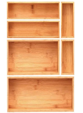 MaxGear Drawer Organizer 100% Bamboo Drawer Organizer Stackable 6-Pieces Wood Drawer Organizer, 18x12x2 inches Multi-use Desk Drawer Organizer with Various Sizes for Office, Kitchen, Bedroom, Bathroom - pzsku/Z24A4D86454479BE2926BZ/45/_/1692875067/972a125f-5ed9-420a-97c5-d64a7fa95b35