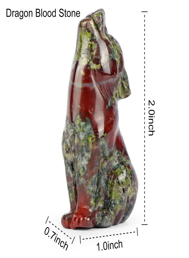 Artistone Dragon Bloodstone Wolf Statue 2" Howling Wolves Figurine Ornament for Home Decor Healing Crystal Animal Sculpture with Gift Box - Image 3