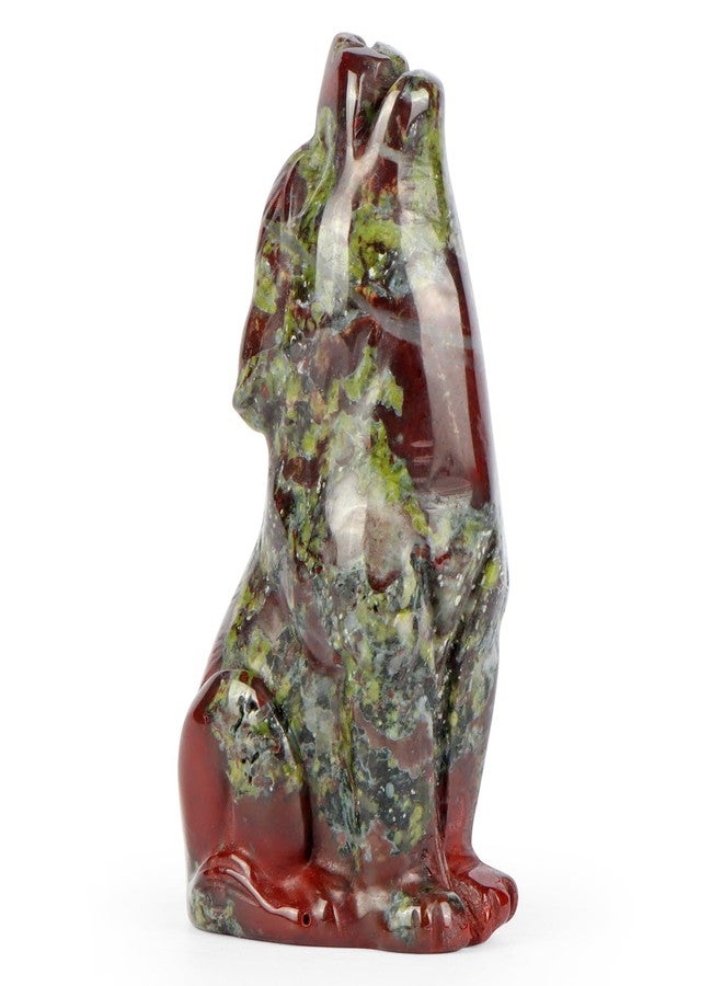 Artistone Dragon Bloodstone Wolf Statue 2" Howling Wolves Figurine Ornament for Home Decor Healing Crystal Animal Sculpture with Gift Box - Image 1