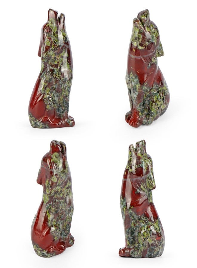 Artistone Dragon Bloodstone Wolf Statue 2" Howling Wolves Figurine Ornament for Home Decor Healing Crystal Animal Sculpture with Gift Box - Image 4