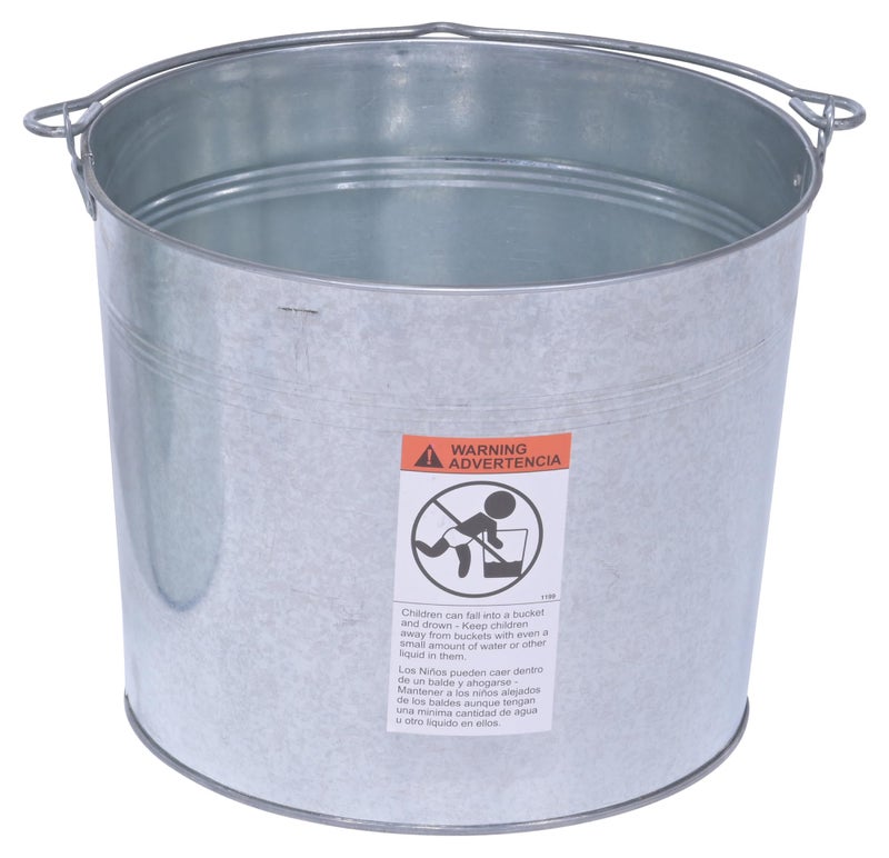 Vestil BKT-GAL-500 Galvanized Steel Bucket, 10-3/4" Depth, 5 gallon, 44 pound Capacity - Image 2