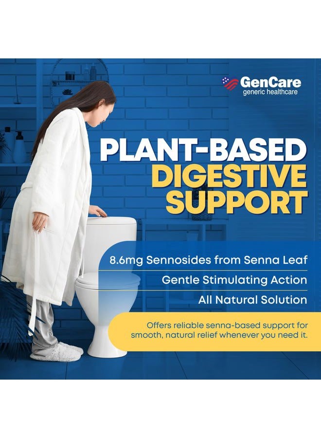 GenCare Senna Laxatives (8.6mg Tablets) with Natural Sennosides (600 Tablets Per Bottle) | Value Pack Size for Bloating, Constipation, Gas & Irregularity Relief | Effective & Safe Overnight Formula - Image 3