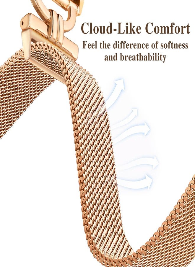 Mazuboho for Apple Watch Bands for Women 40mm with Screen Protector Case, Stainless Steel Magnetic Clasp Apple Watch Band 40mm, with D-shaped Connector for iWatch Bands Series SE 6 5 4-Rose Gold, 40mm - Image 5