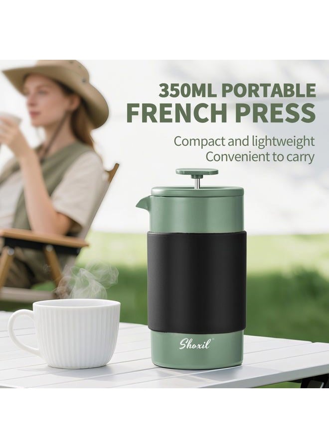 shoxil French Press – 350ml Stainless Steel Coffee Press, 2 Cup Cafetiere for Ground Coffee, Portable & Induction Compatible - Image 3