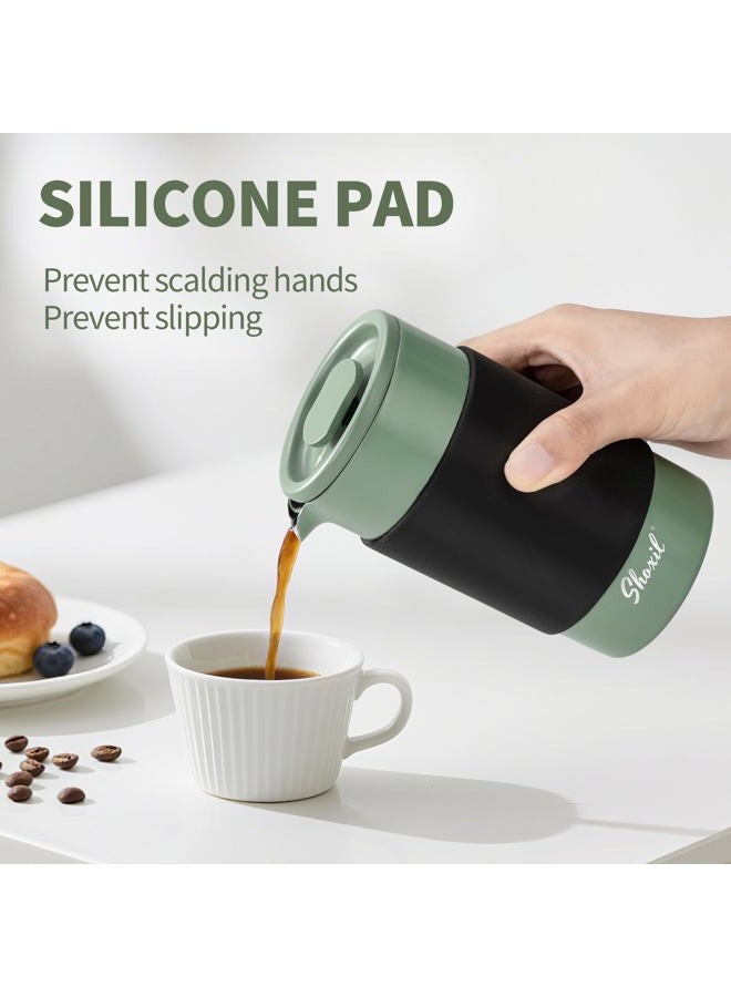 shoxil French Press – 350ml Stainless Steel Coffee Press, 2 Cup Cafetiere for Ground Coffee, Portable & Induction Compatible - Image 2