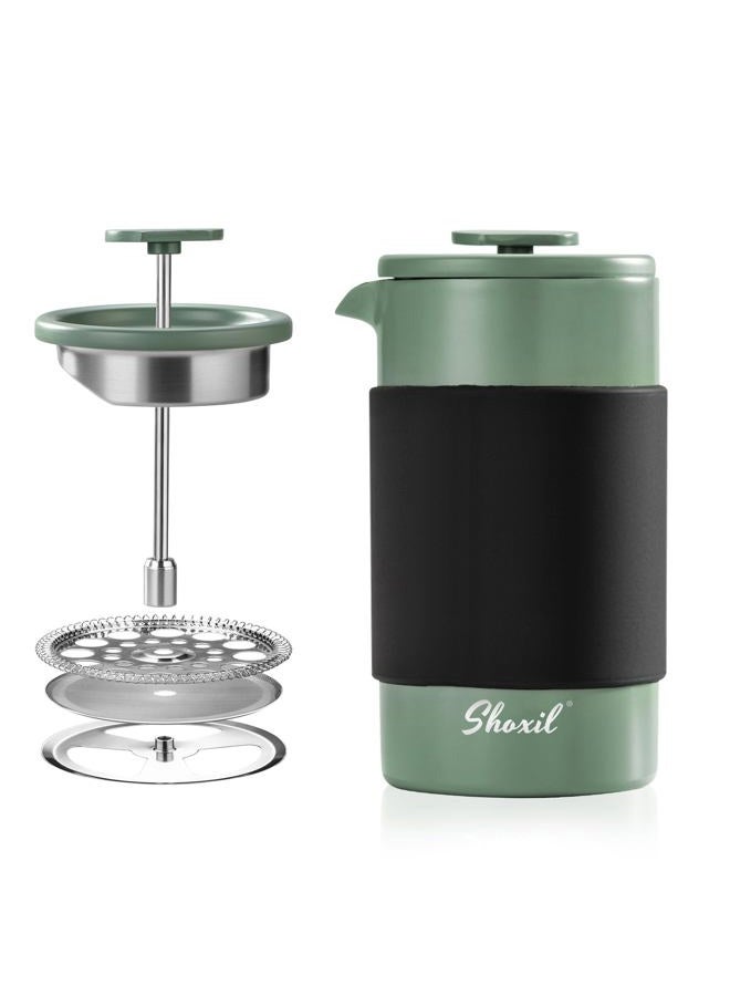 shoxil French Press – 350ml Stainless Steel Coffee Press, 2 Cup Cafetiere for Ground Coffee, Portable & Induction Compatible - Image 1