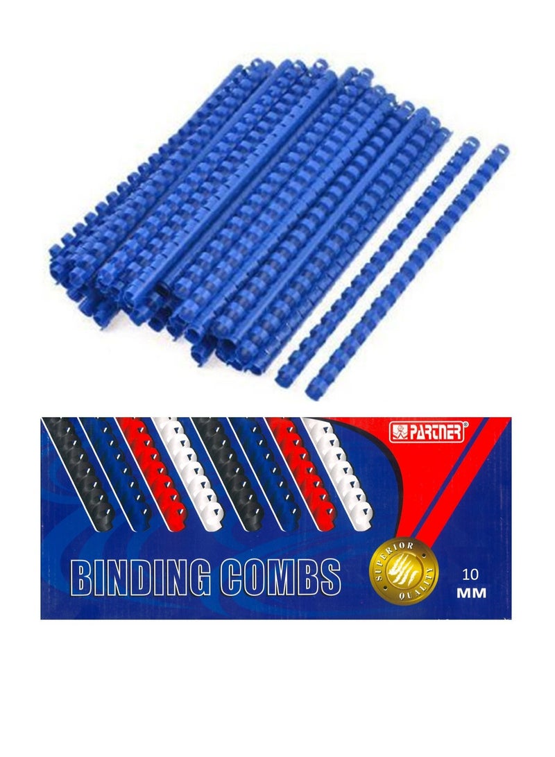 PARTNER 100-Piece Binding Combs 10mm Blue - Image 1