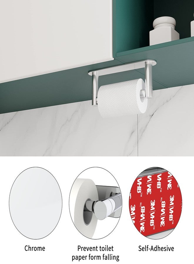 WZRUA Adhesive Toilet Paper Holder Chrome Bathroom Double Post Pivoting Toilet Tissue Holder Polished Roll Holder Stick On No Drilling Stainless Steel and Zinc Alloy - Image 2