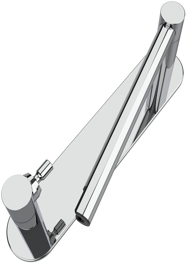 WZRUA Adhesive Toilet Paper Holder Chrome Bathroom Double Post Pivoting Toilet Tissue Holder Polished Roll Holder Stick On No Drilling Stainless Steel and Zinc Alloy - Image 1