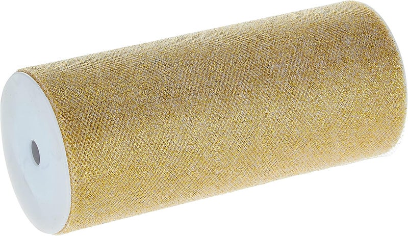 Berwick Offray Gold Sparkle Tulle Ribbon, 6 Inches Wide, 25 Yards Long - Image 2