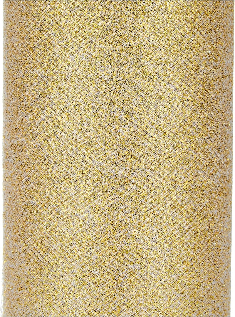 Berwick Offray Gold Sparkle Tulle Ribbon, 6 Inches Wide, 25 Yards Long - Image 3