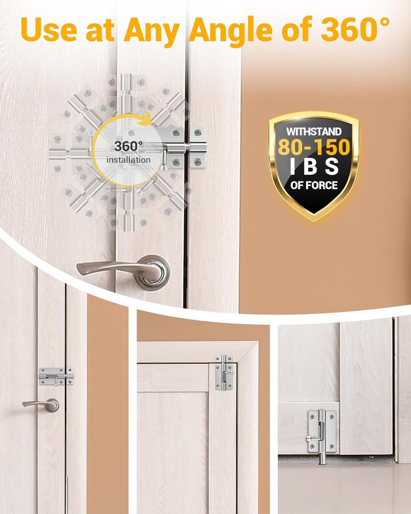 HELEMAN Door Security Slide Latch Lock with 12 Screws , 2 Pack Keyless Entry , Thickened Heavy Duty Steel Sliding , Easy to Install Gate - Image 3
