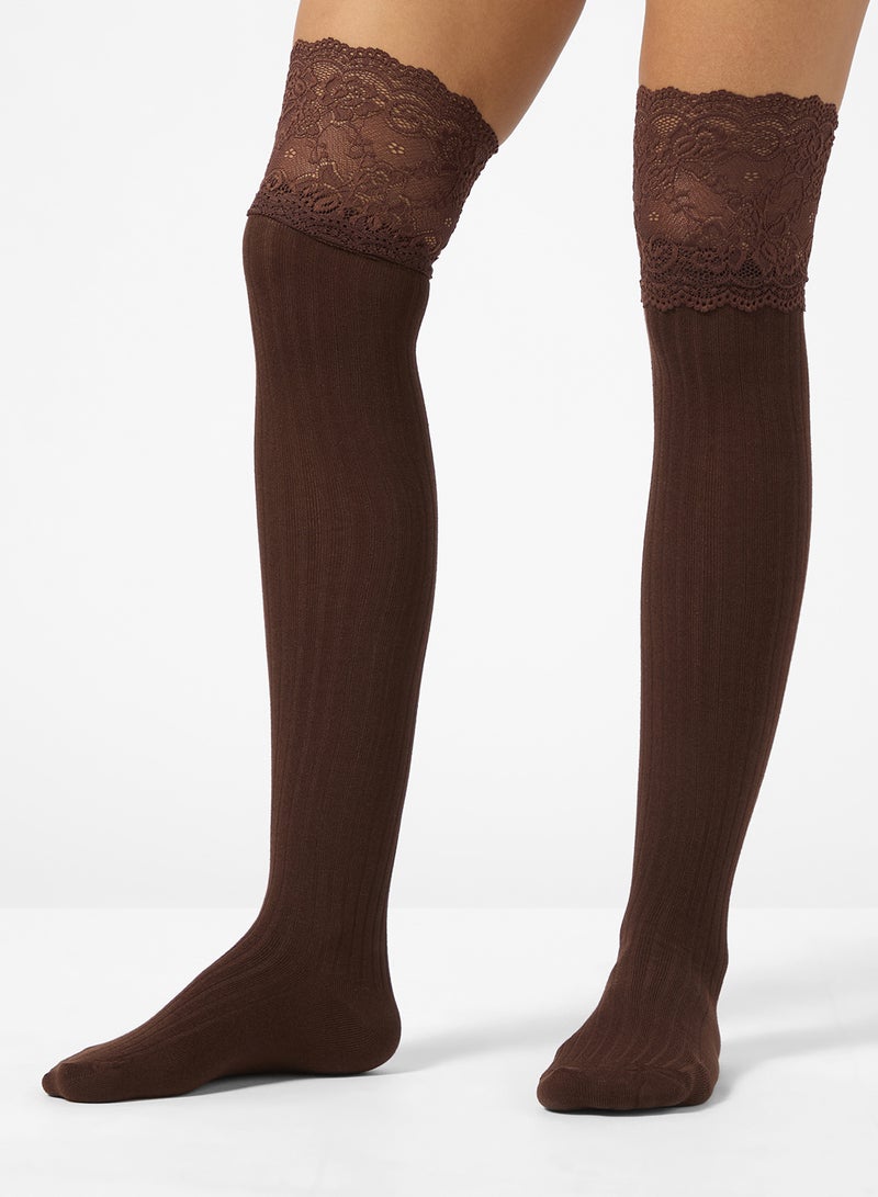 جينجر جوارب دانتيل فوق الركبة - Image 1