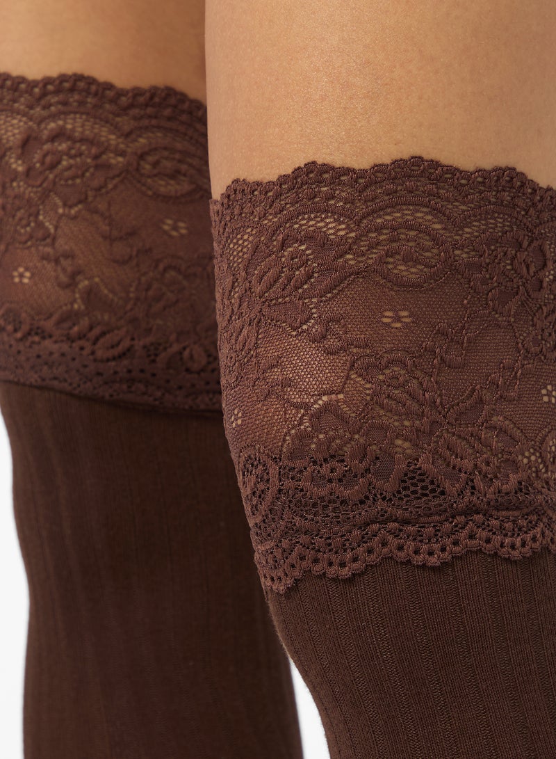 جينجر جوارب دانتيل فوق الركبة - Image 3