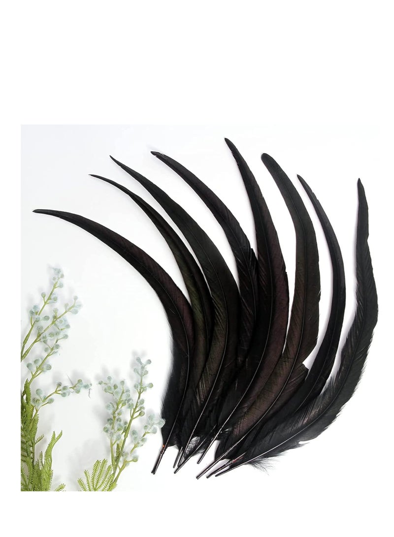 Barakah 20PCS Black Rooster Coque Tail Feathers Bulk Natural for Crafting Wedding Fly Tying Party Performances DIY Decoration - Image 3