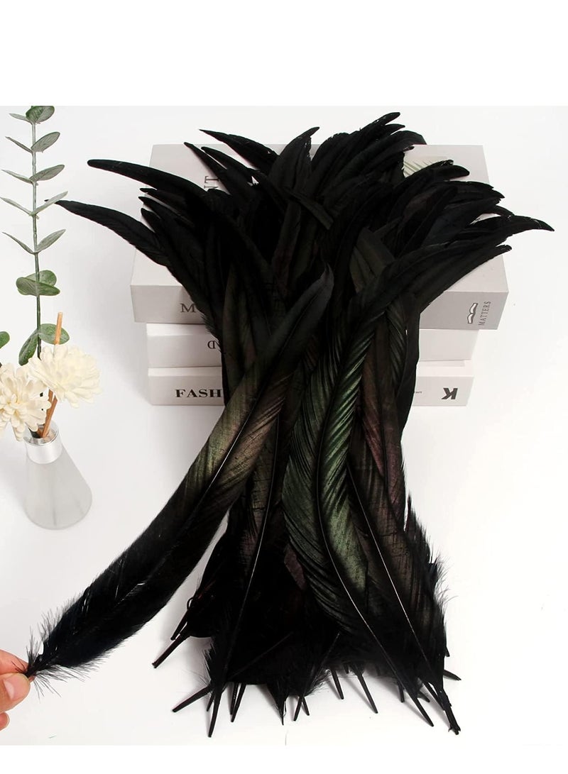 Barakah 20PCS Black Rooster Coque Tail Feathers Bulk Natural for Crafting Wedding Fly Tying Party Performances DIY Decoration - Image 4