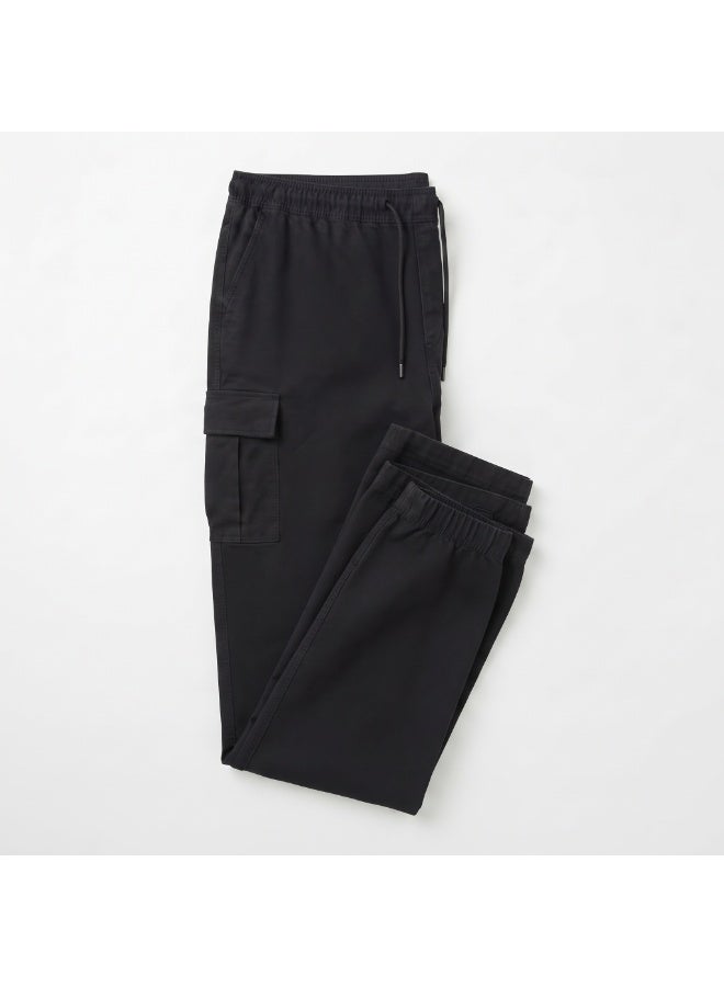 LOUD UNIVERSE Men's Black Denim Cargo Jogger Pants - Image 5