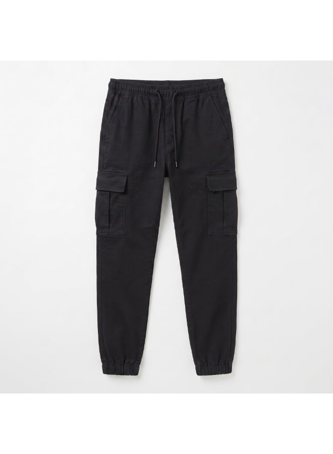 LOUD UNIVERSE Men's Black Denim Cargo Jogger Pants - Image 1
